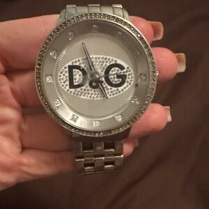 D&G Silver Watch with Crystal Detailing
